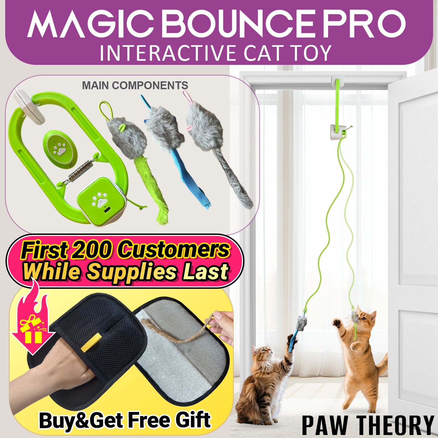 Interactive Cat Teaser Wand with Feather & Bells – Fun Exercise Toy for Cats
