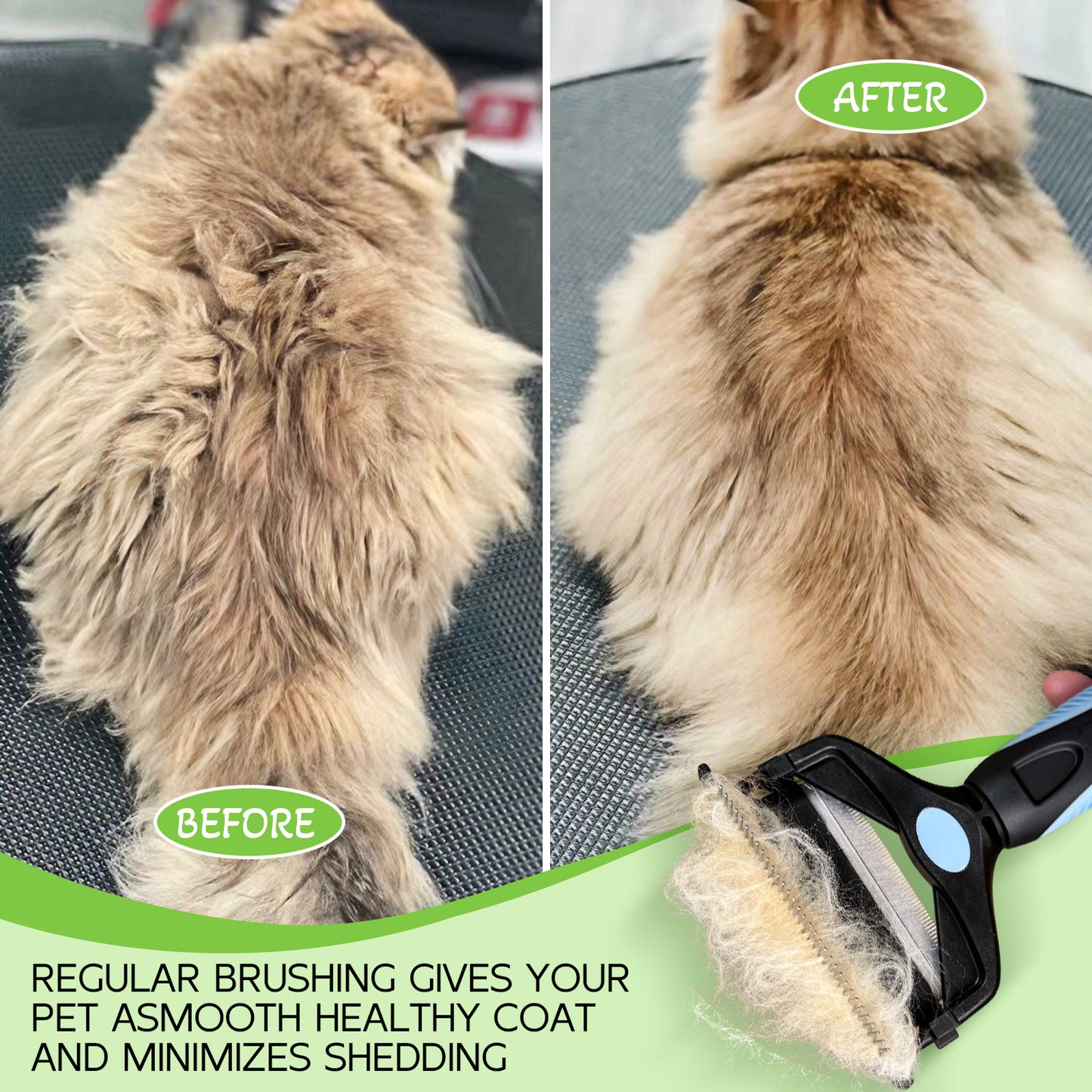 Likeypaw Pet  3-IN-1 Pet Grooming Tool - Undercoat Rake, Dematting Comb & Deshedding Brush for Cats & Dogs