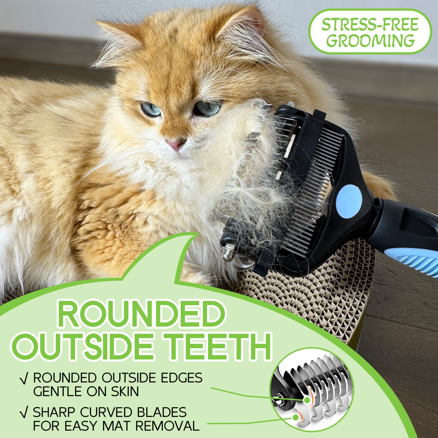Likeypaw Pet  3-IN-1 Pet Grooming Tool - Undercoat Rake, Dematting Comb & Deshedding Brush for Cats & Dogs